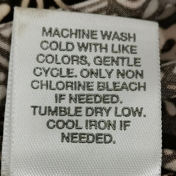 Brown and Beige Short Sleeve Blouse Size L Petit EUC #70 - Picture 6 of 7